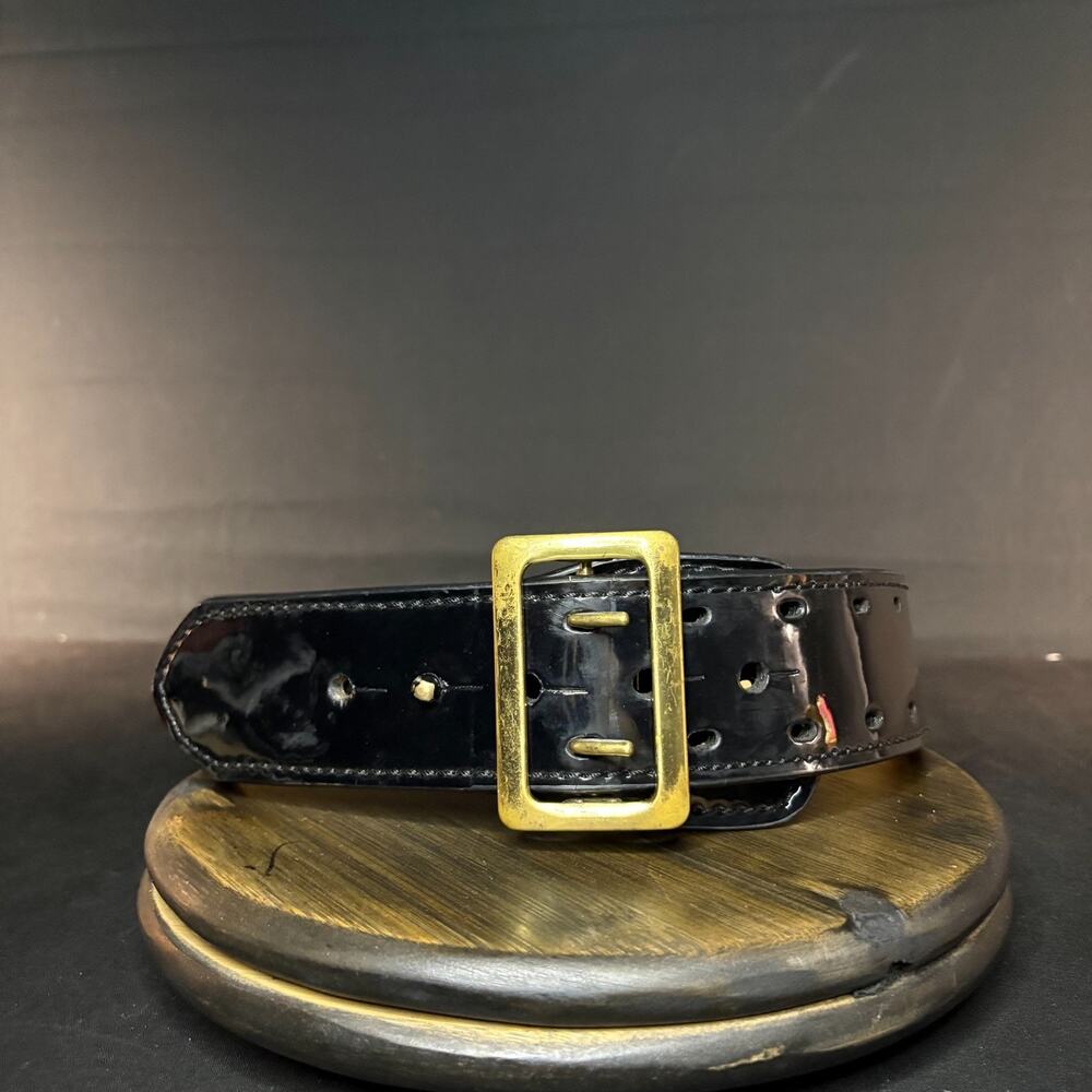 Premier Duty Belt Size 28" Sam Browne Hi-Gloss Black Leather Brass PL1031UC